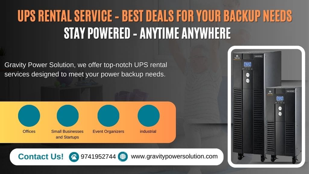 UPS rental service in Bangalore providing online UPS backup systems for offices, industries and events by Gravity Power Solution